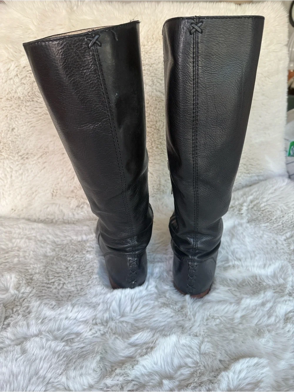 Frye Black Leather Over-the-Knee Zip Boots